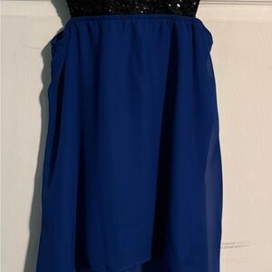 Black Sequin Top with Royal Blue Chiffon Skirt